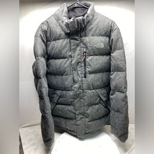 The North Face Jacket Mens L Sumter Gray Tweed Insulated 550 Down Puffer Zip
